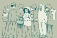 Illustration of various members of the community wearing masks