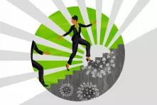 ілюстрація з дівчиною, яка рухається по драбині