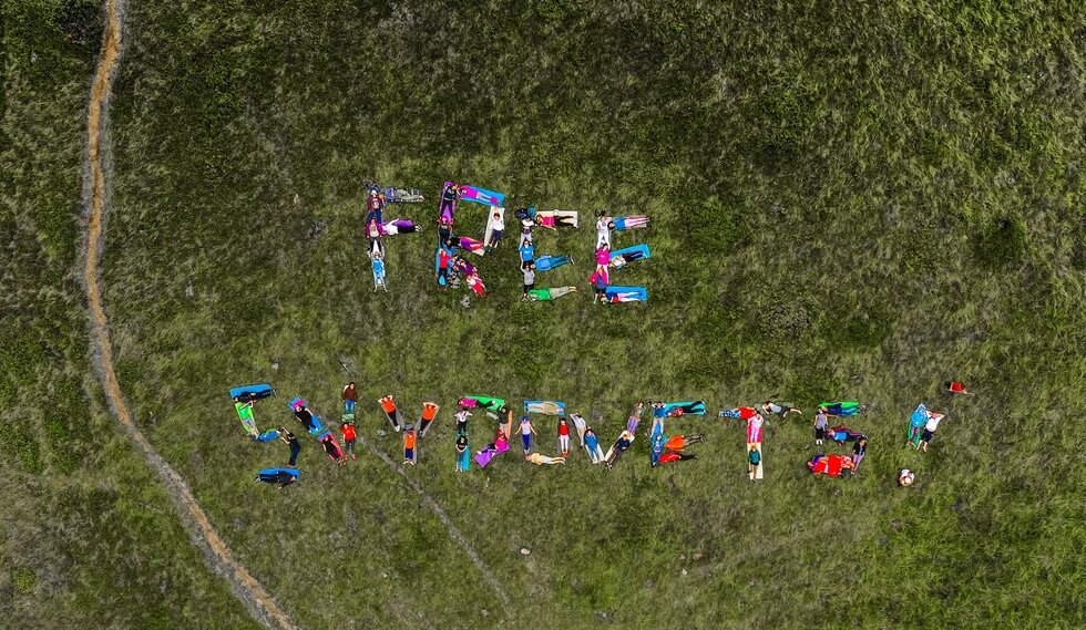 Activists spelled out Free Svydovets on one of Svydovets mountain tops with their bodies