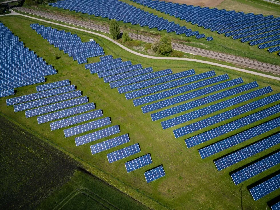 The field on which the solar power plants are located