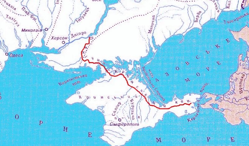 A Soviet map of Norhtern Crimea canal