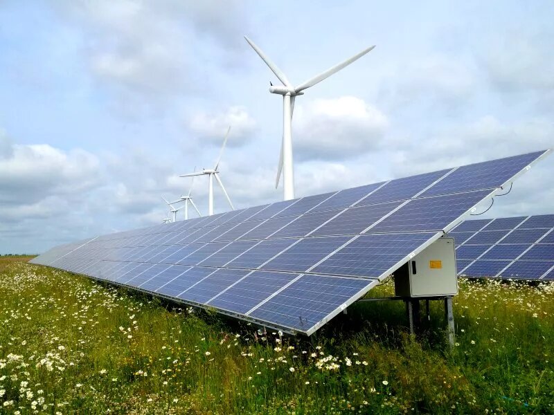 The Westmill solar and wind farm near Watchfield, Oxfordshire. 